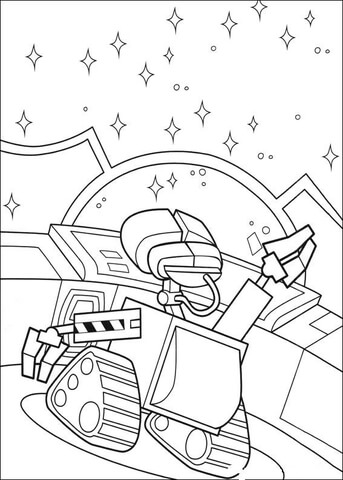 Wall E In The Space  Coloring Page